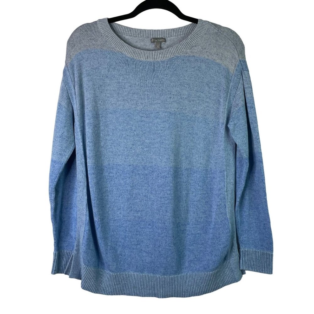 T by Talbots Sweater Blue Ombre Size M 100 % Cotton